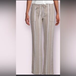 Alexander Jordan soft linen blend, Bangladesh, straight leg,striped tan, white